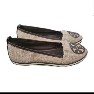 Tory Burch Womens Brown Raymond Canvas Flat 7